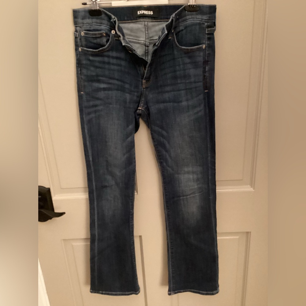 Express Women’s Dark Blue Barely Boot Jeans